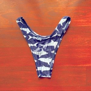 Aerie Shark Print High Leg Bikini Bottoms